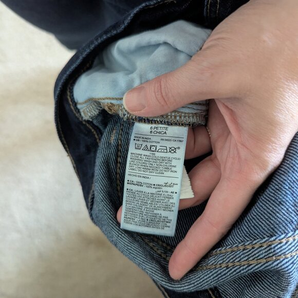 Mid-Rise Baggy Wide-Leg Dark Denim Jeans 6 Petite - Picture 7 of 7